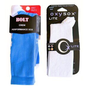 PEARSOX Blue and White Crew Compression Performance Athletic Socks - 2 pack NEW